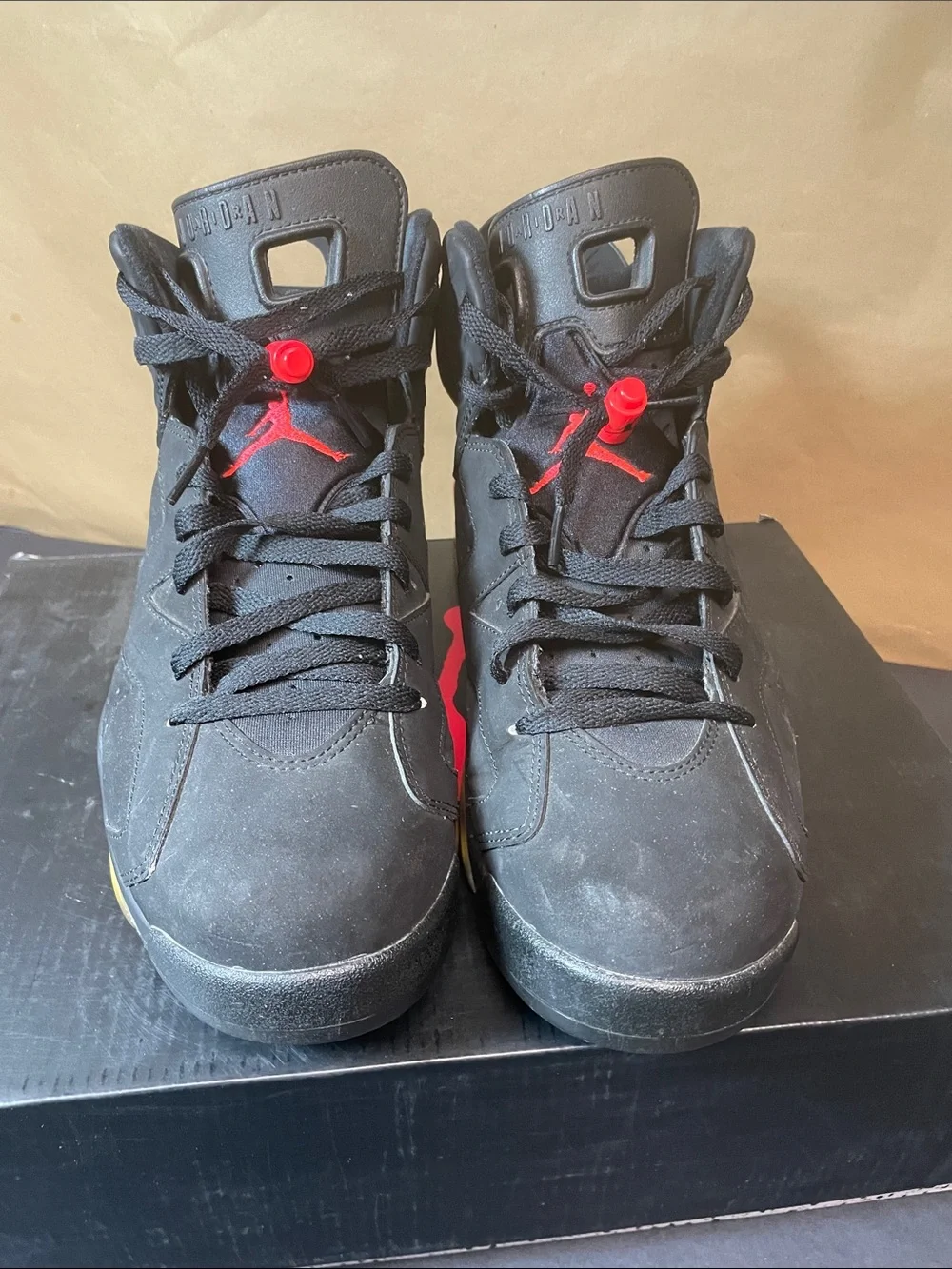 Jordan Men’s Black and Red High-Top Sneakers